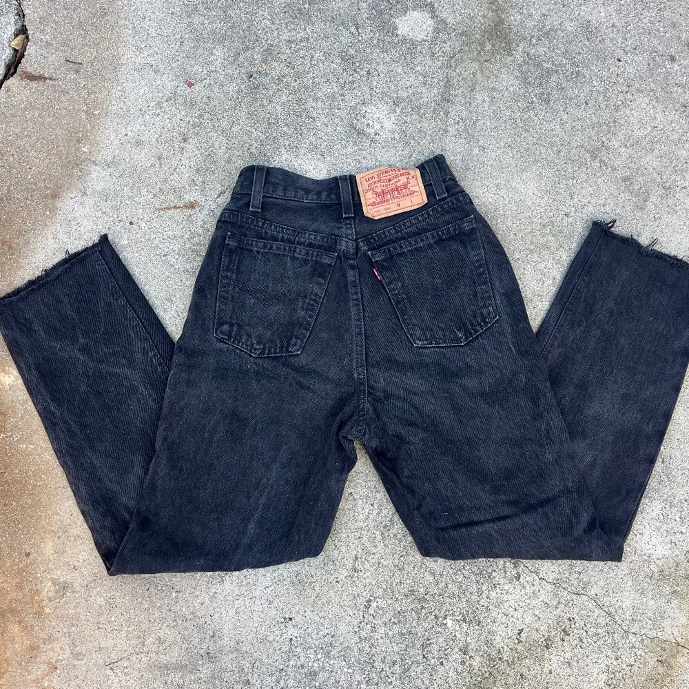 VTG Levi's 501 jeans 23 24 petite jet black made in USA 90s 1990s 100 cotton xs